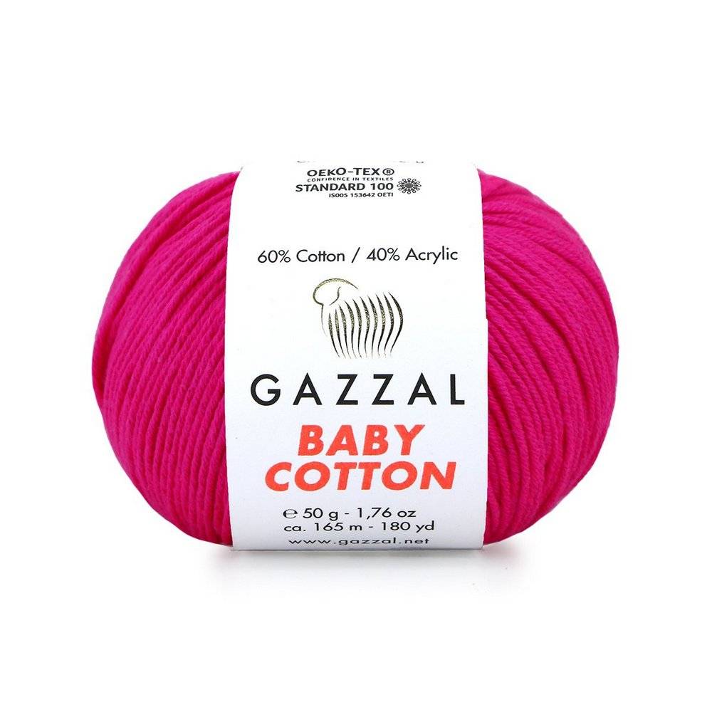 Пряжа Gazzal BABY COTTON (Цвет: 3461 яркая мальва)