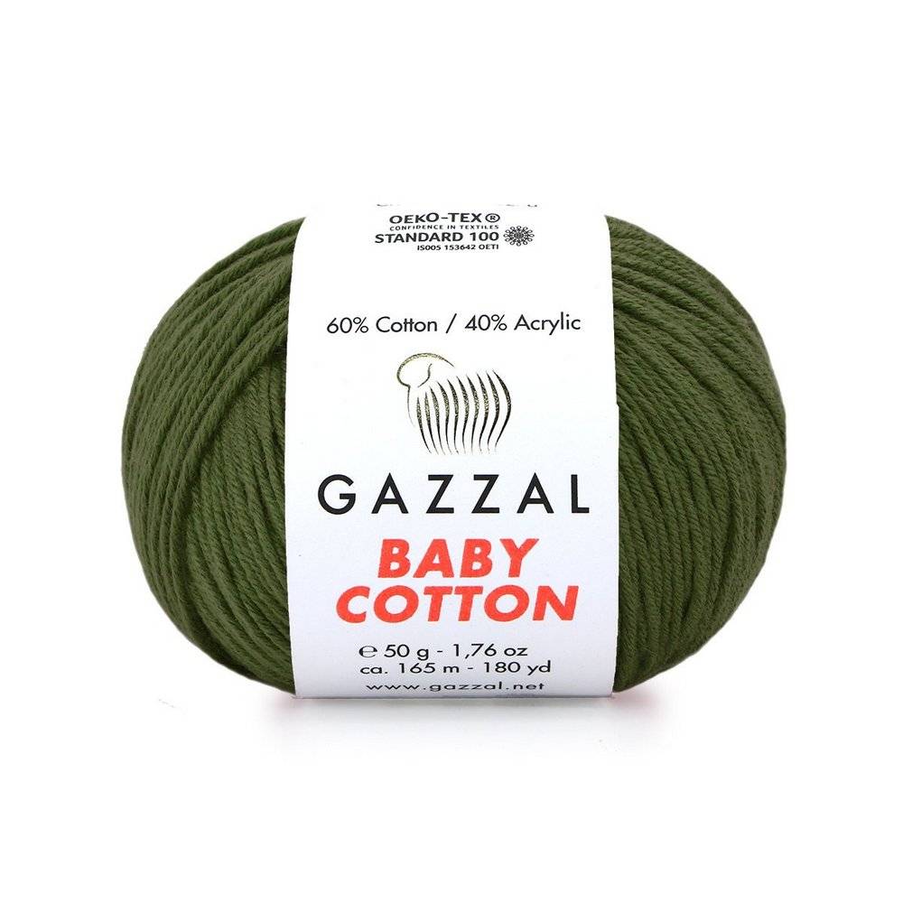Пряжа Gazzal BABY COTTON (Цвет: 3463 оливковый)