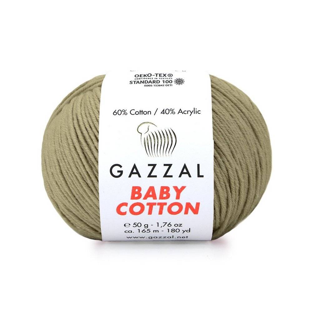 Пряжа Gazzal BABY COTTON (Цвет: 3464 зеленовато-бежевый)