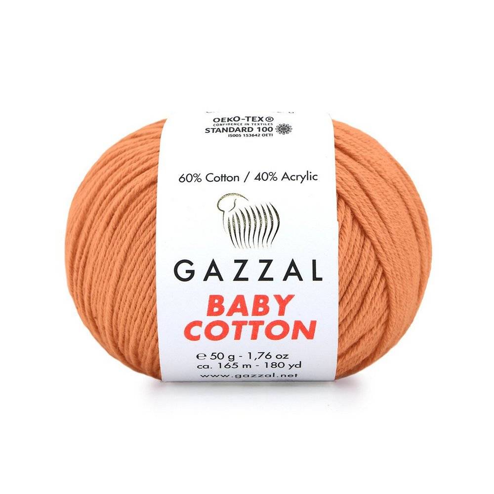 Пряжа Gazzal BABY COTTON (Цвет: 3465 темный персик)