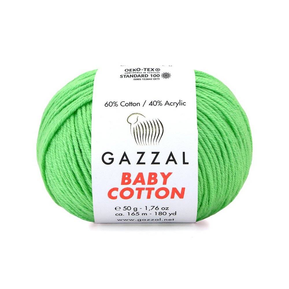 Пряжа Gazzal BABY COTTON (Цвет: 3466 салат)