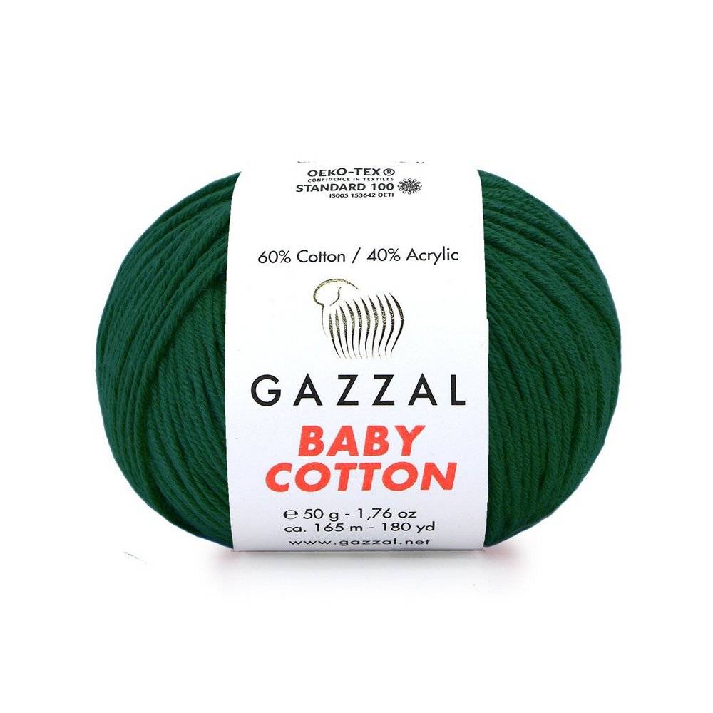 Пряжа Gazzal BABY COTTON (Цвет: 3467 темный изумруд)