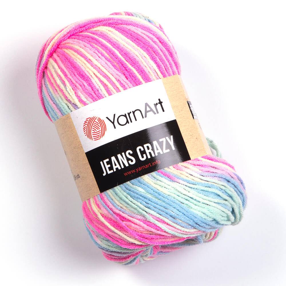 Пряжа Yarn Art JEANS CRAZY (Цвет: 7205 бело-розово-голубой)