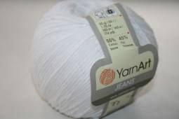 Пряжа Yarn Art JEANS  (Цвет: 62 белоснежный)