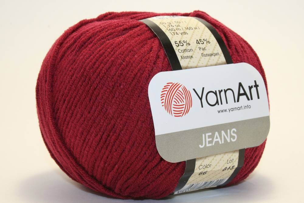 Пряжа Yarn Art JEANS  (Цвет: 66 бордо)