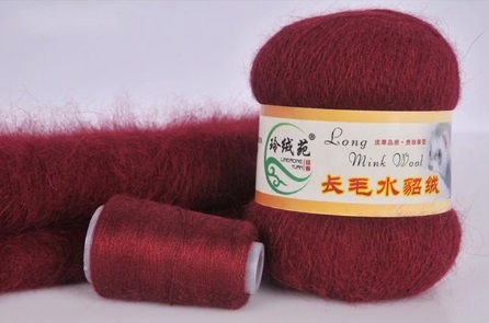 Пряжа LONG MINK WOOL (Цвет: 27 вишня)