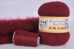 Пряжа LONG MINK WOOL (Цвет: 27 вишня)