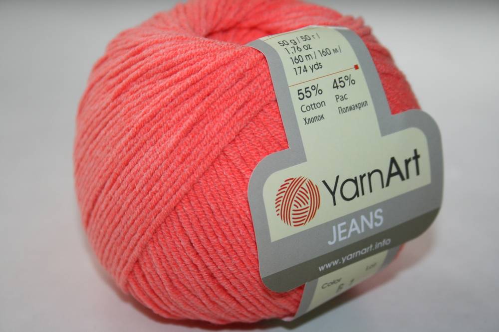 Пряжа Yarn Art JEANS  (Цвет: 61 коралл)