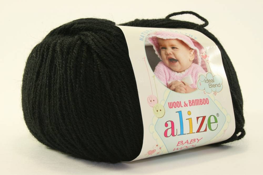 Пряжа Alize BABY WOOL (Цвет: 60 черный)