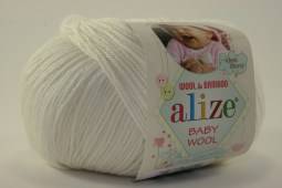 Пряжа Alize BABY WOOL (Цвет: 55 белый)