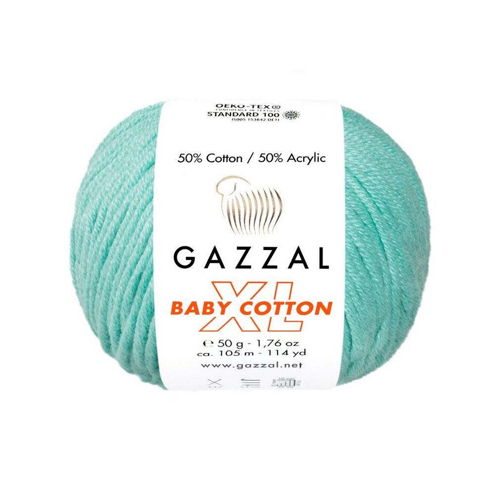 Пряжа Gazzal BABY COTTON XL (Цвет: 3452 зеленая бирюза)