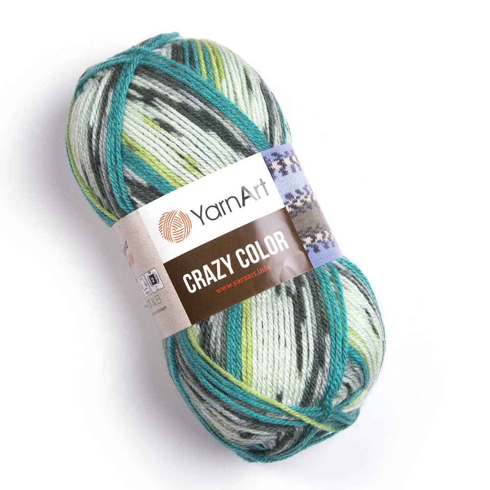 Пряжа Yarn Art CRAZY COLOR (Цвет: 166 бело-зелено-бирюзовый)