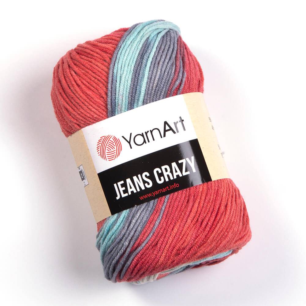 Пряжа Yarn Art JEANS CRAZY (Цвет: 8205 серо-красно-голубой)